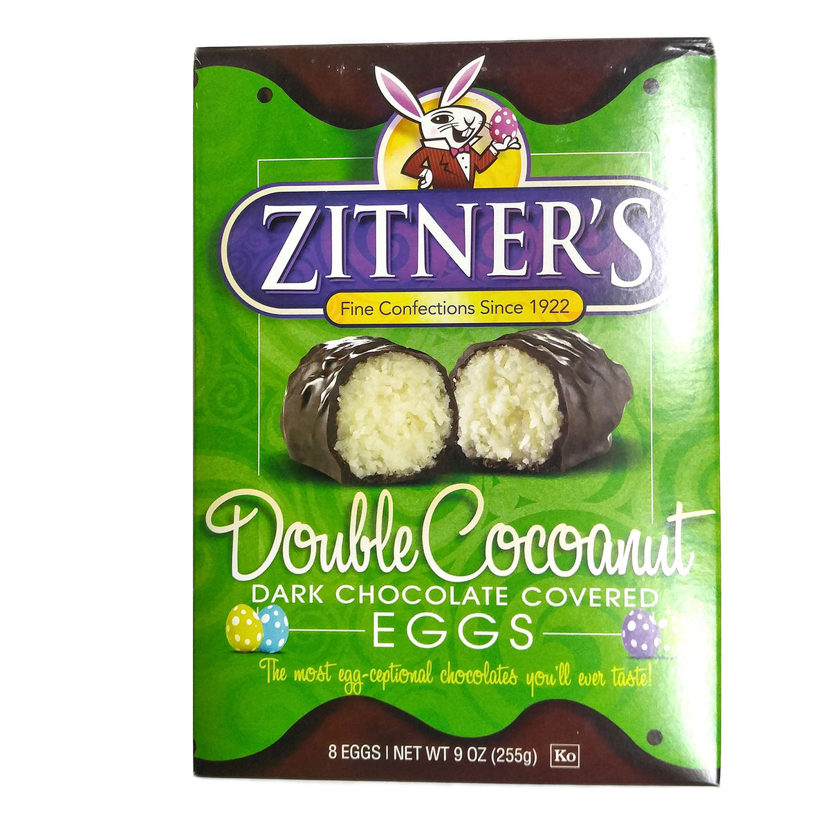 Zitner's Double Cocoanut Dark Chocolate Covered Egg (Box of 8) Snyder