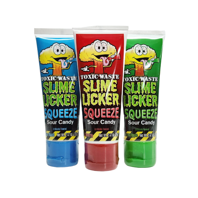  Squeeze Sour Candy 3 Slime Lickers 2.47 Oz Tubes Gel