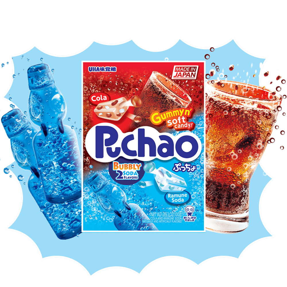 Puchao® Bubbly Soda Mix, Cola & Ramuné Flavors - 3.53 oz.