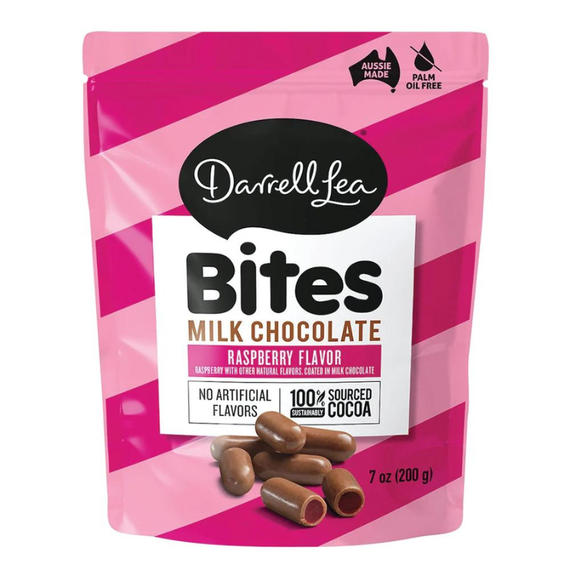 Darrell Lea Bites - Milk Chocolate Covered Raspberry Flavored Licorice 7 oz.