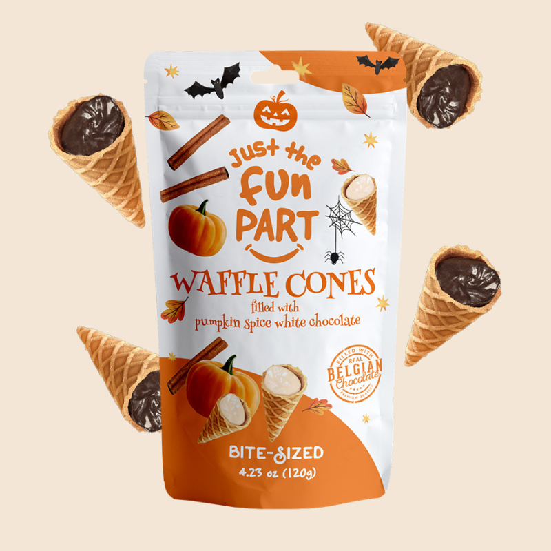 Just The Fun Part, Waffle Cones - Pumpkin Spice & White Chocolate