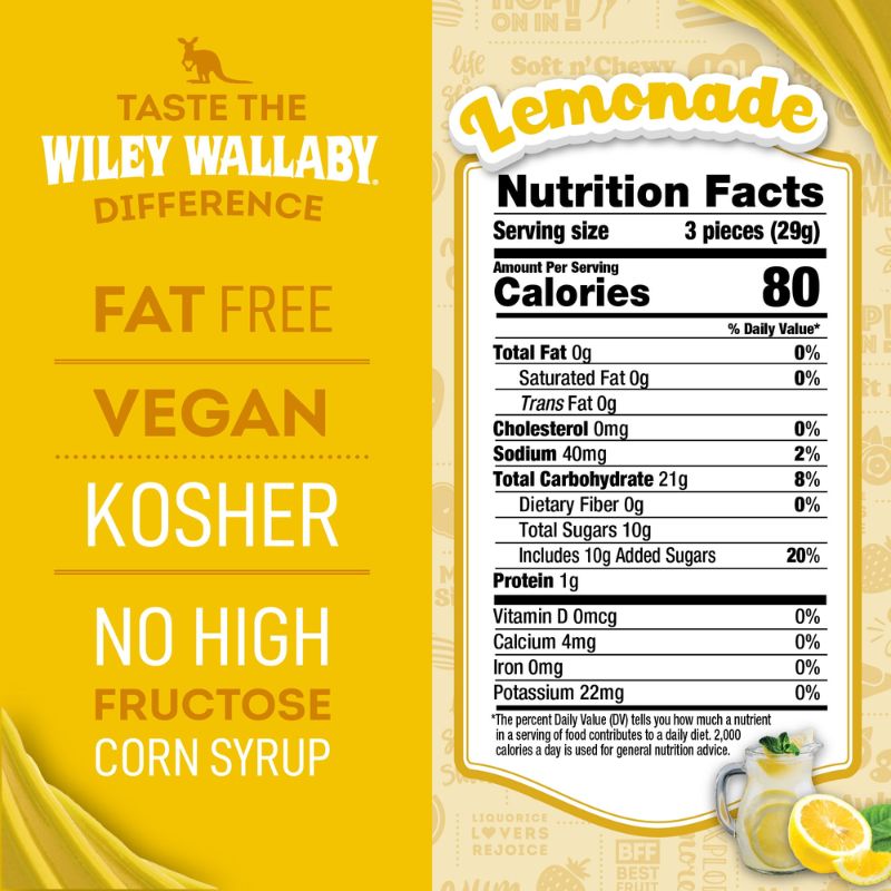 *NEW Wiley Wallaby® Soft & Chewy, Lemonade Licorice - 7.05 oz.