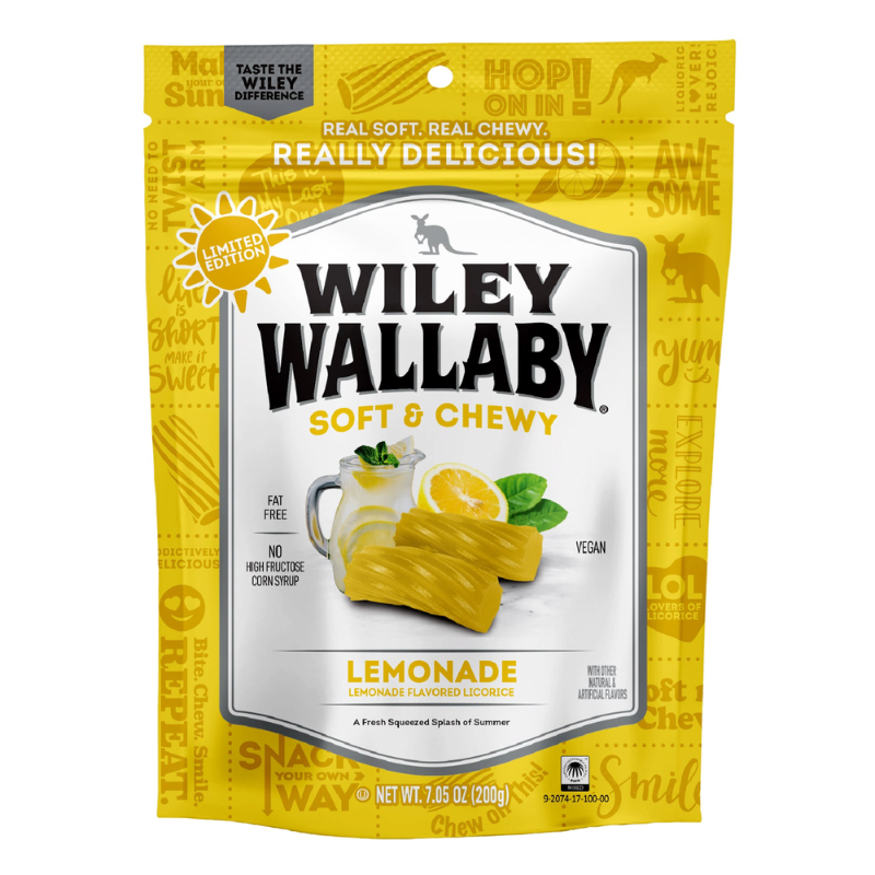*NEW Wiley Wallaby® Soft & Chewy, Lemonade Licorice - 7.05 oz.