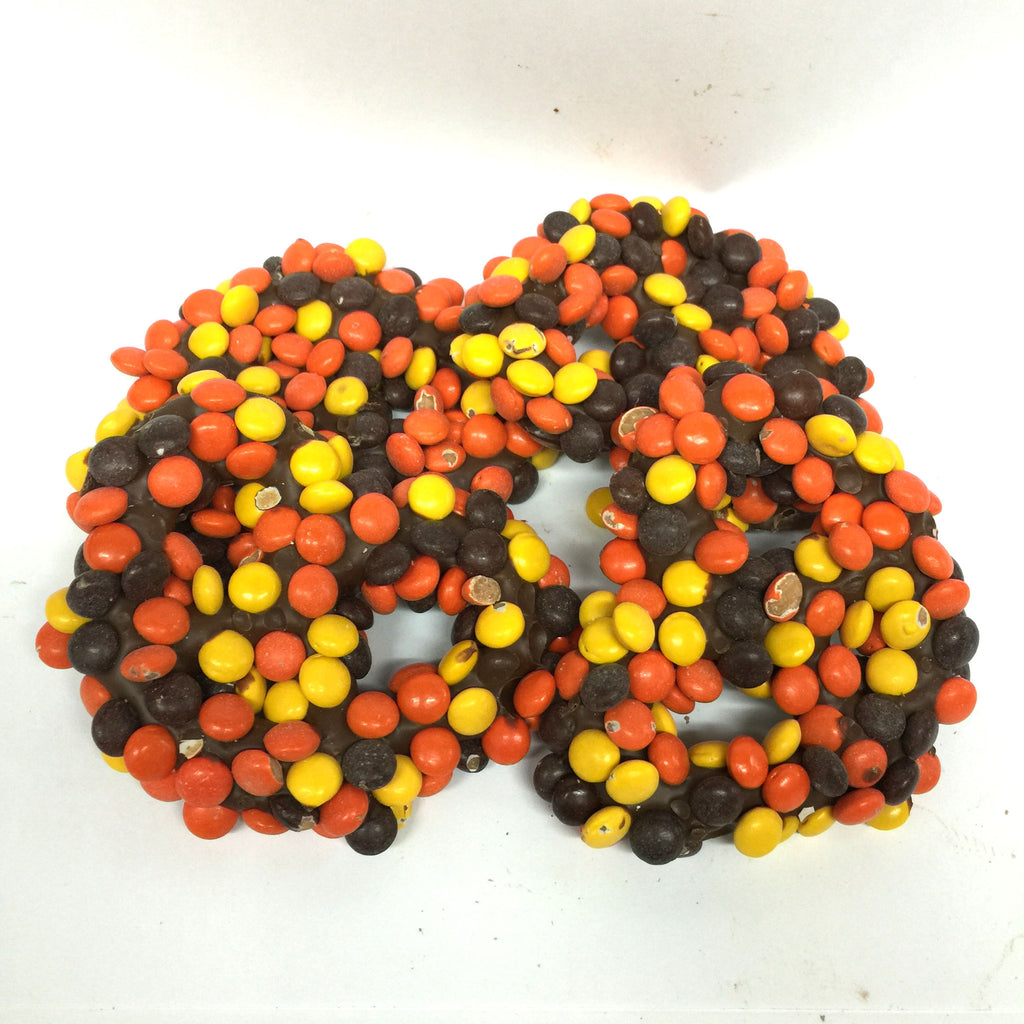 Chocolate Dipped Pretzels with Reese's Pieces