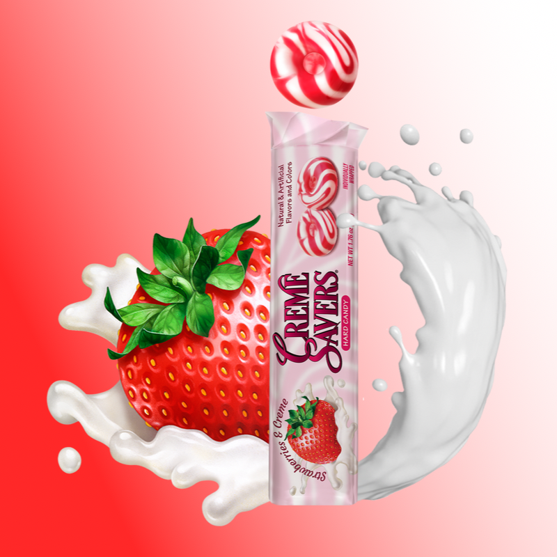 Creme Savers® Hard Candy - Strawberries & Creme 1.76 oz. Roll
