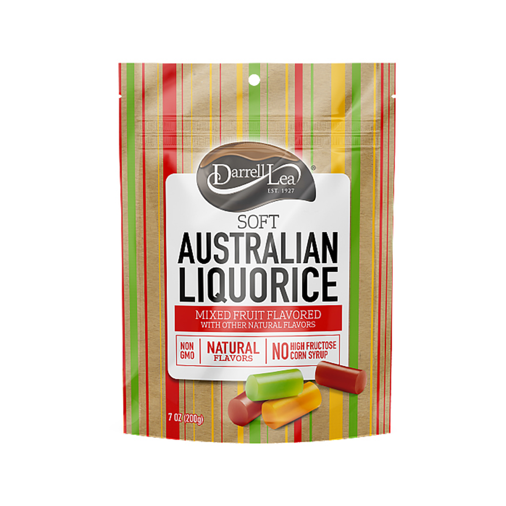 Darrell Lea Soft Australian Liquorice - Mixed Fruit Flavors - 7oz. Peg Bag