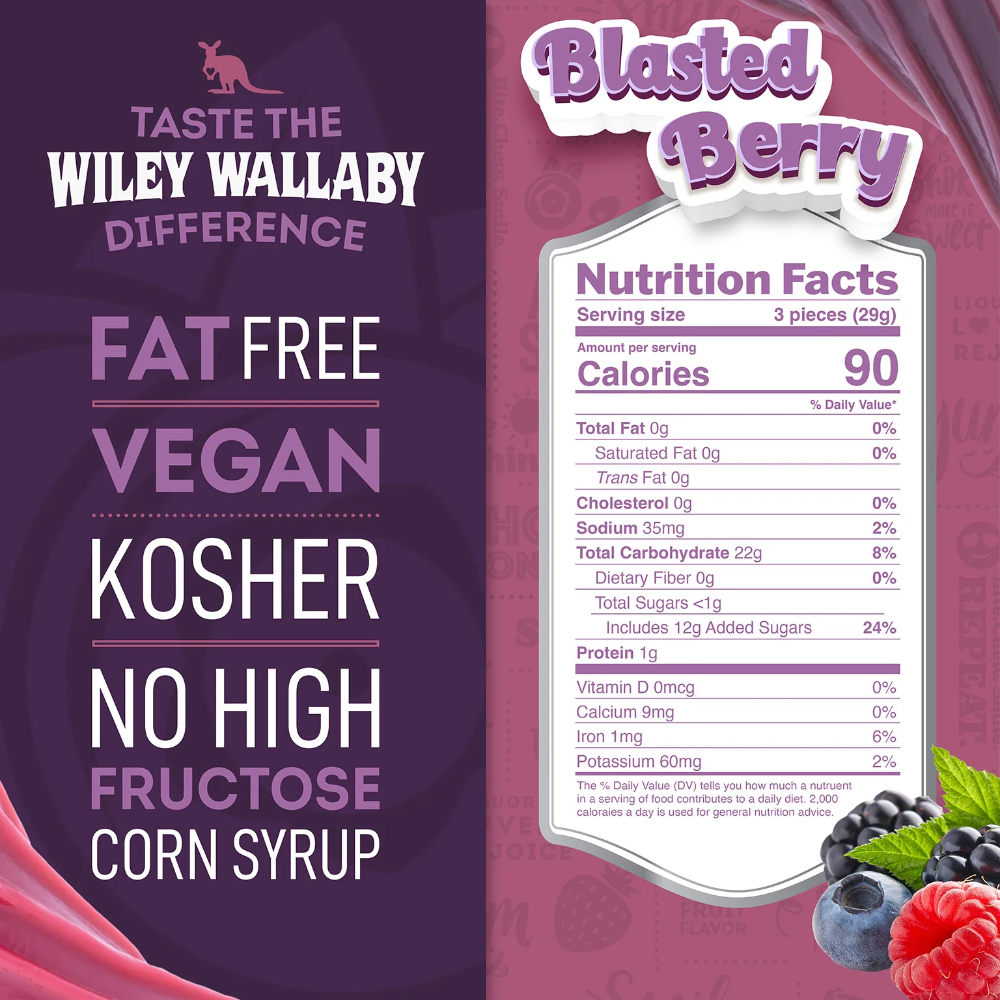 Wiley Wallaby® Soft & Chewy, Blasted Berry™ Licorice - 7.05 oz.