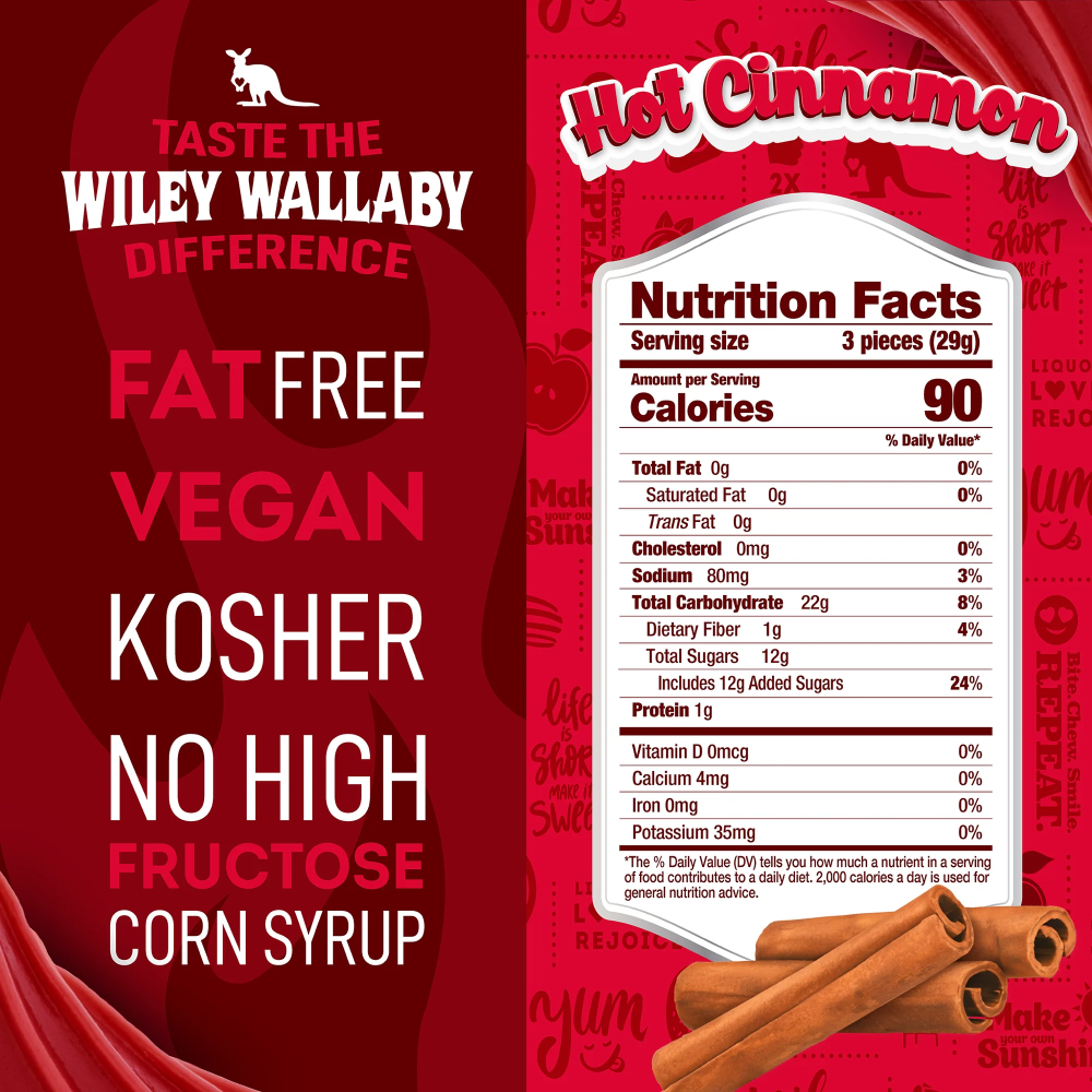 Wiley Wallaby® Soft & Chewy, Hot Cinnamon Licorice - 7.05 oz.