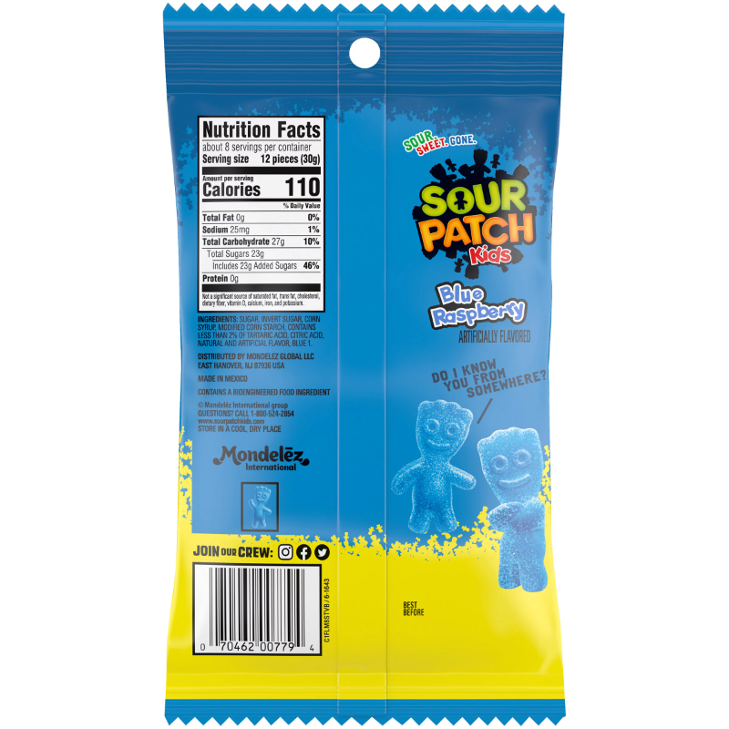 Sour Patch Kids - Blue Raspberry 8 oz. Peg Bag